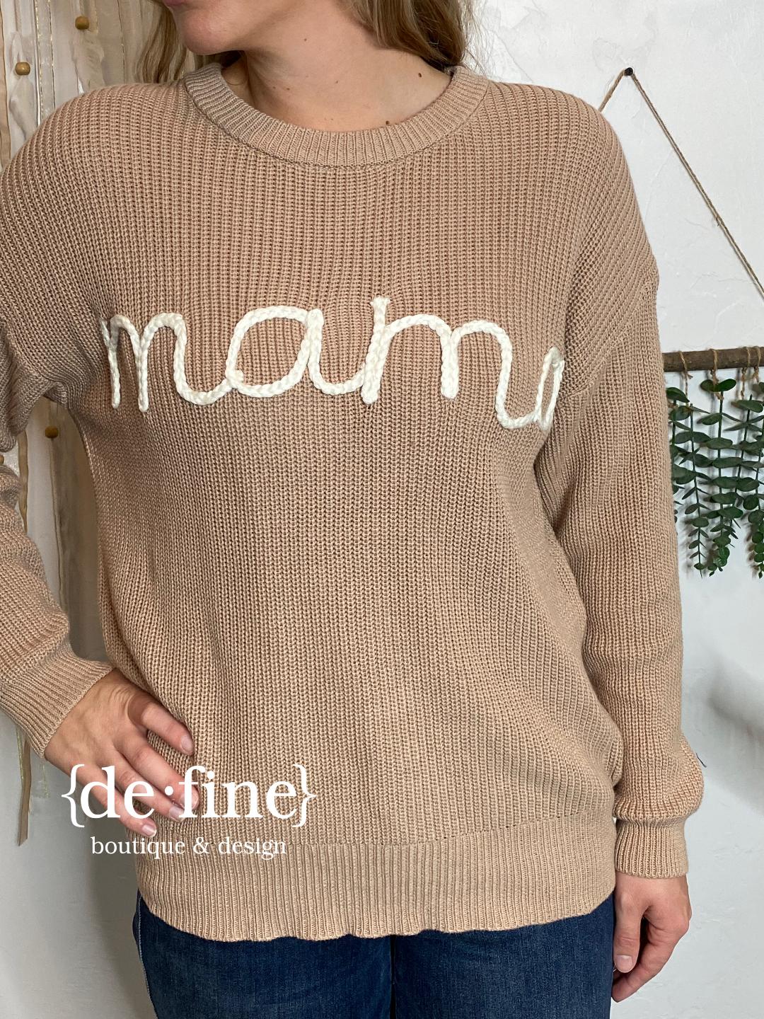 Simply Southern Mama Taupe Sweater