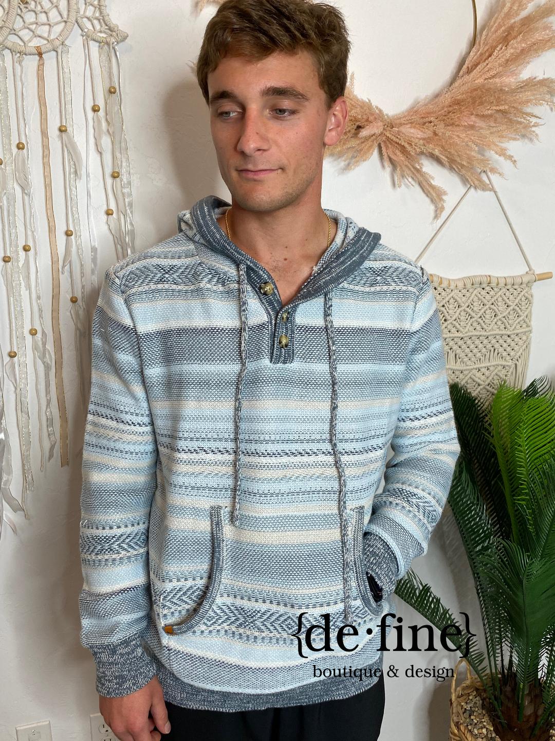 Mens Striped Hooded Sweater in 2 Colors