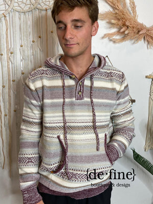 Mens Striped Hooded Sweater in 2 Colors