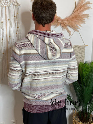 Mens Striped Hooded Sweater in 2 Colors