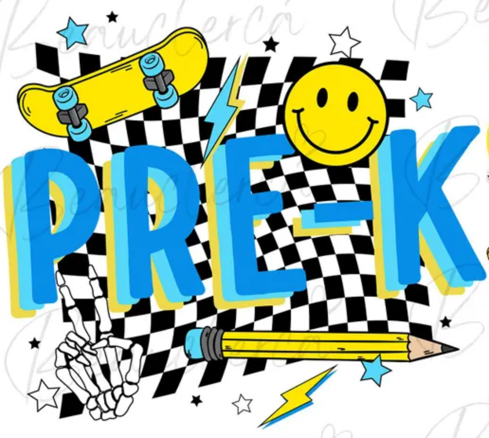 Skateboard Checker Back to School Tees Pre-K - 4th Grade