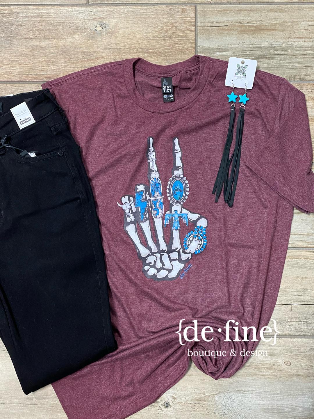 Skeleton Hand with Turquoise Jewelry Graphic Tee
