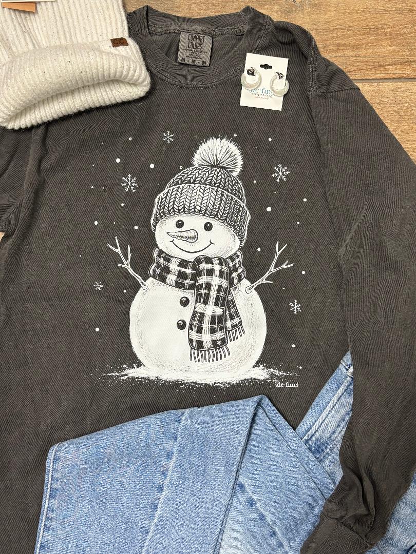 Winter Snowman with Scarf Tee or Long Sleeve