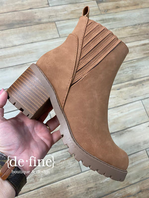 Cognac Chunky Heel Boots