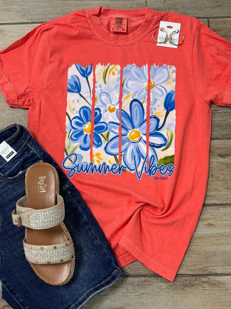 Summer Vibes Floral Panel Graphic Tee