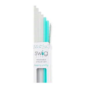 Swig Reusable Straws- Clear and Aqua