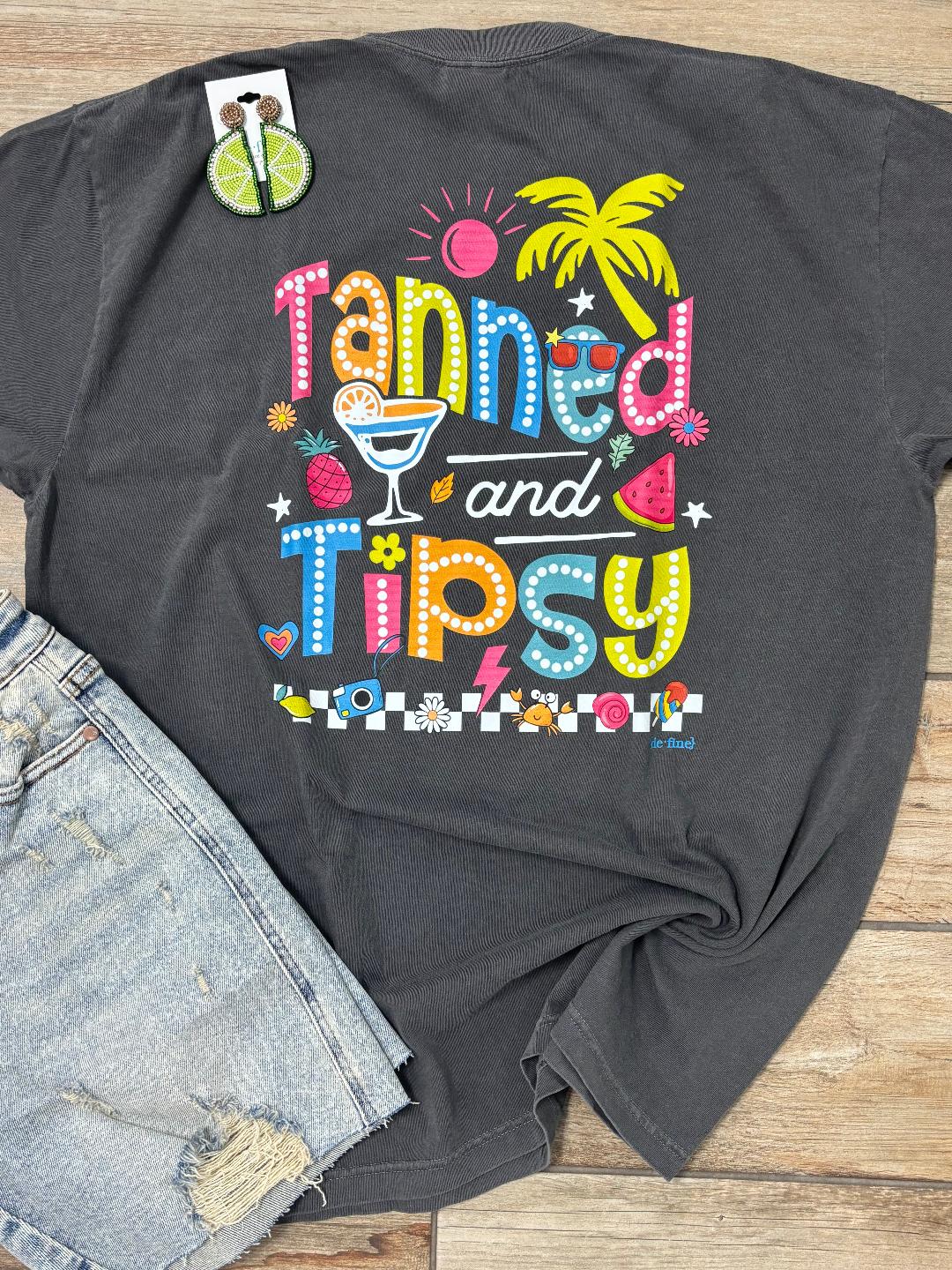 Tanned and Tipsy Bright Doodle Graphic Tee or Tank