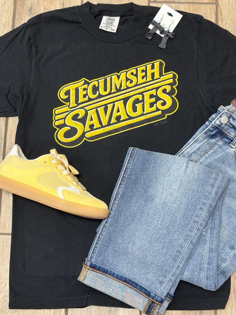 Tecumseh Savages Distressed Retro Graphic Tee