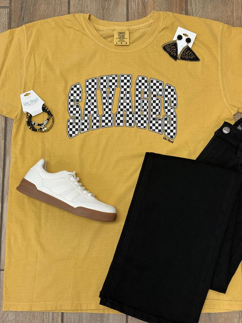 Tecumseh Savages Mascot Checkered Graphic Tee