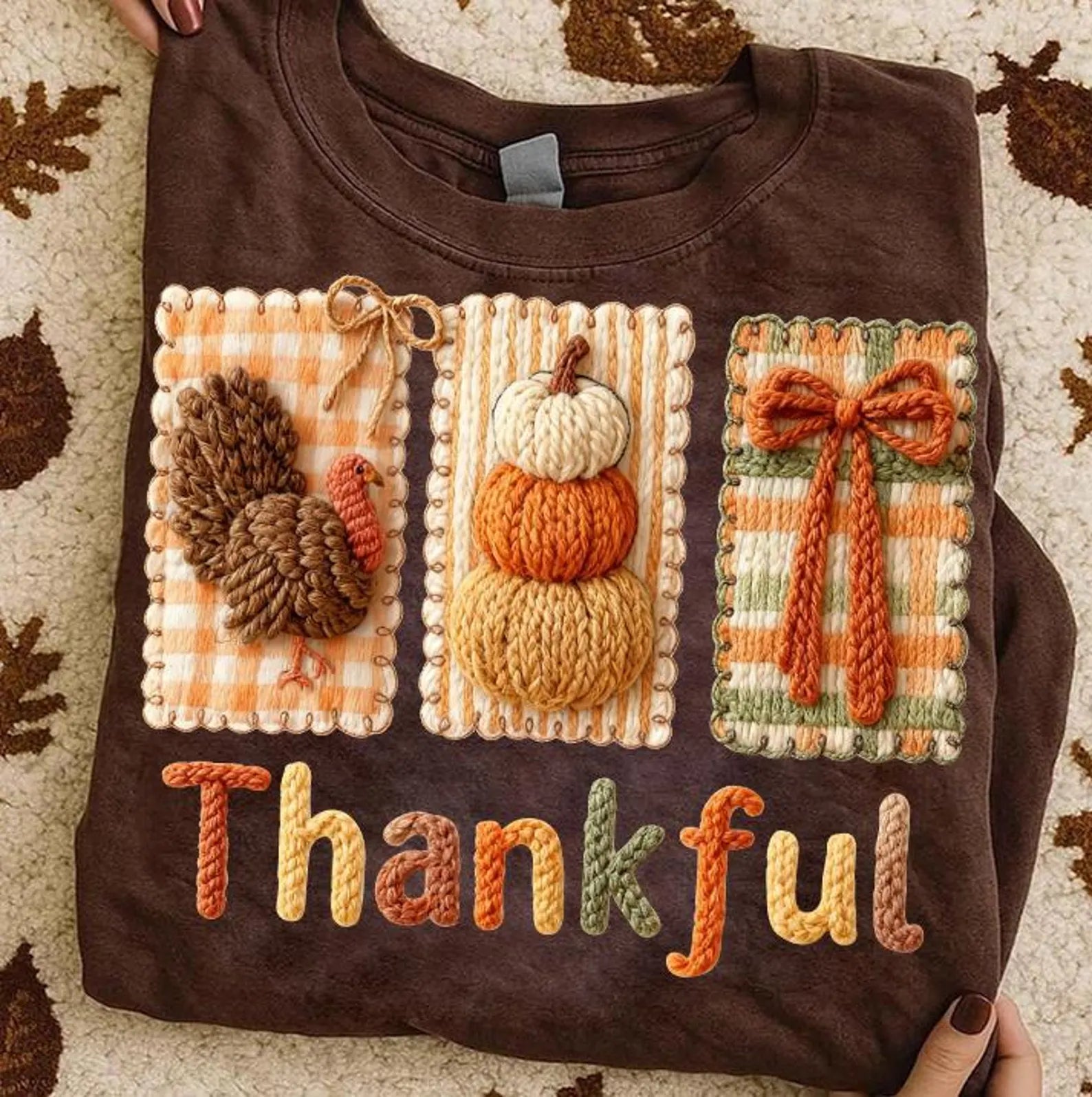 Thankful 3 Blocks Knit Look Tee or Sweatshirt