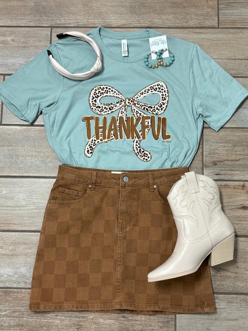 Thankful with Leopard Bow Tee or Sweatshirt
