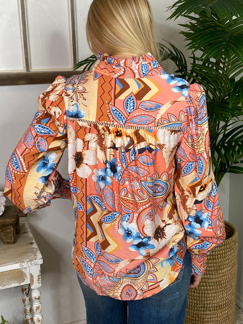 Leighton Floral Buttoned Loose Shirt