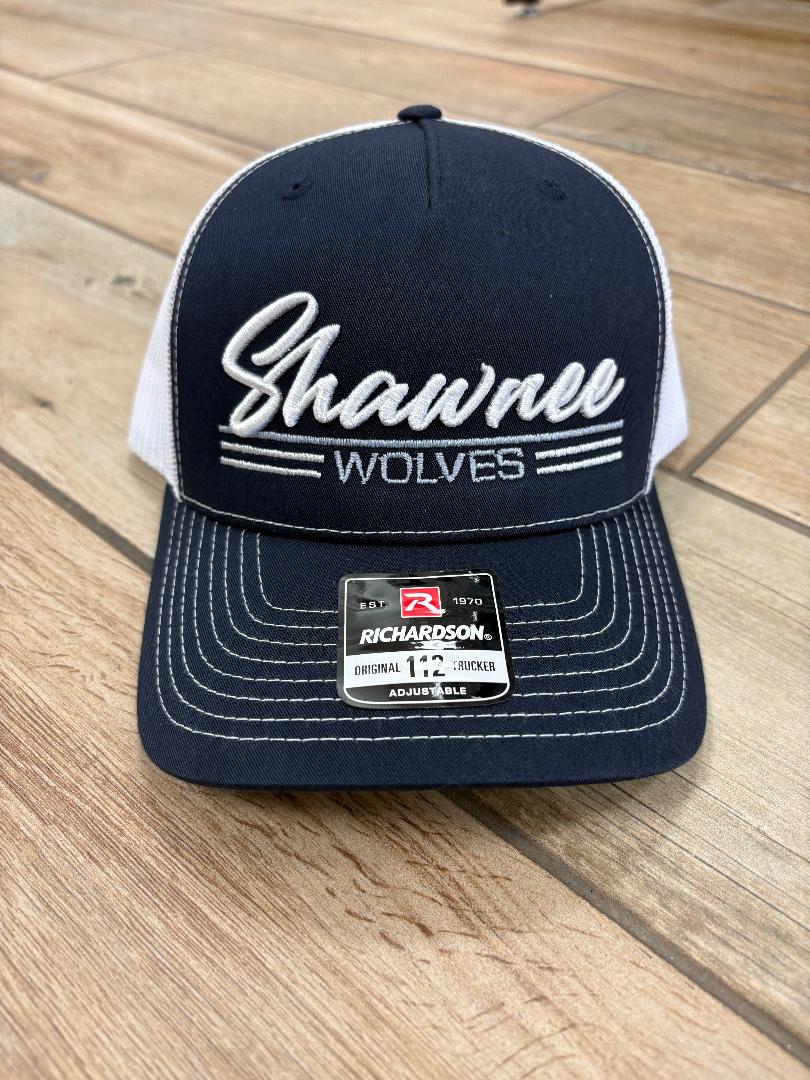Shawnee Wolves Script Triple Lined Hats