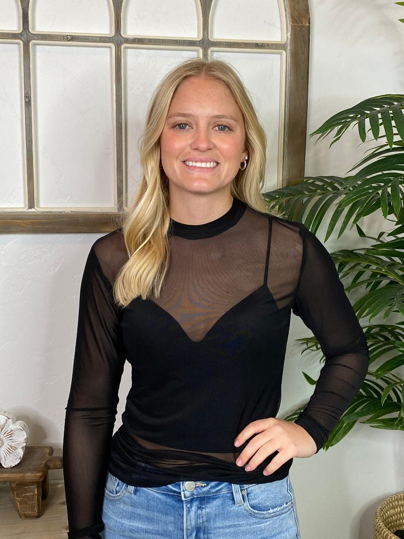 Black Sheer Mesh Top