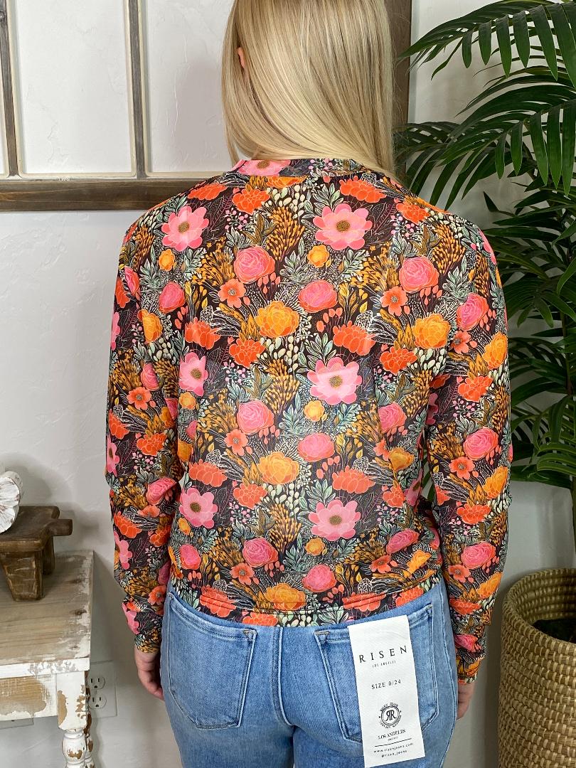 Bright Floral Sheer Mesh Top