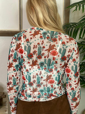 Cactus Rose Mesh Top