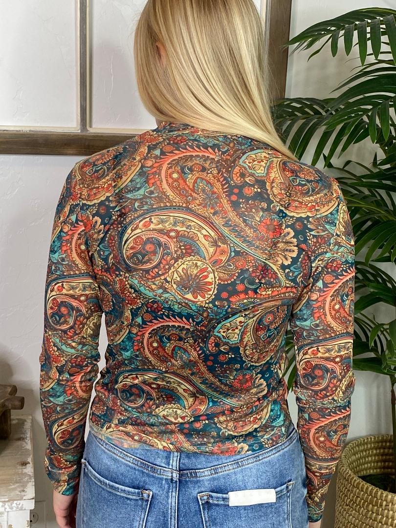 Paisley Mesh Top