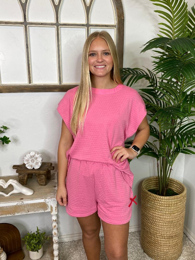 Black or Hot Pink Swiss Dot Short Set