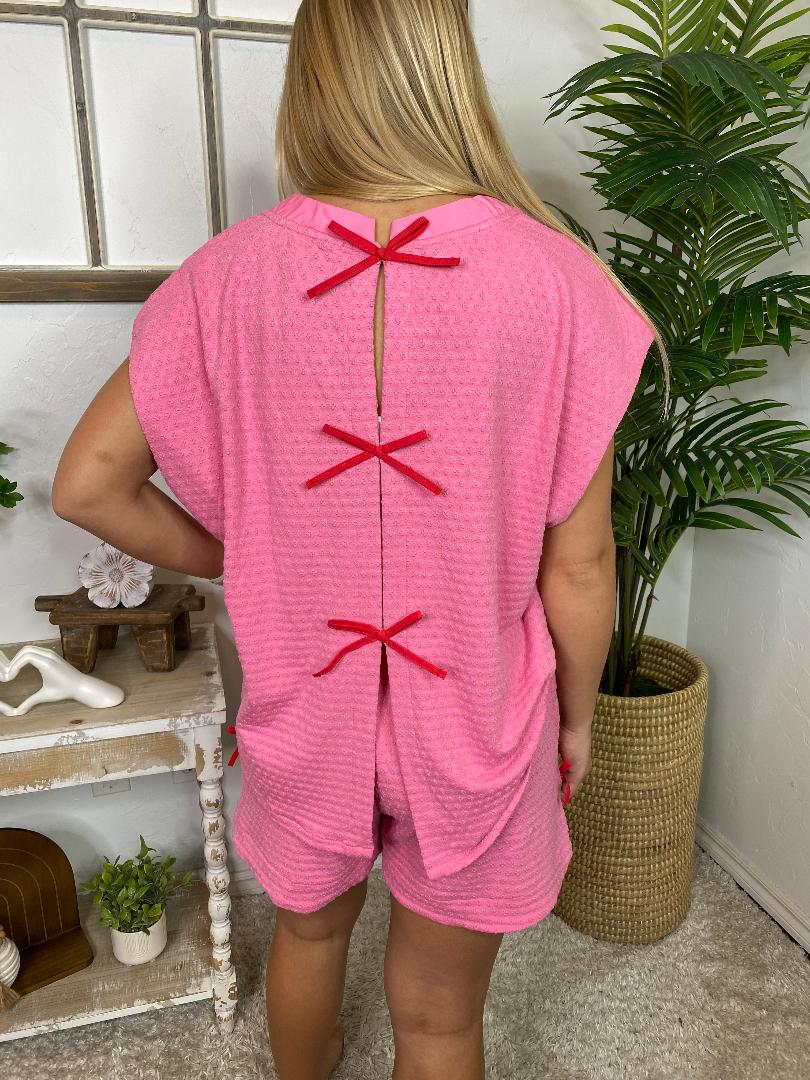 Hot Pink Swiss Dot Short Set