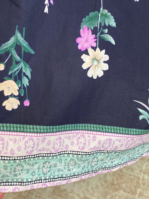 Midnight Floral Pleated Skirt with Pockets