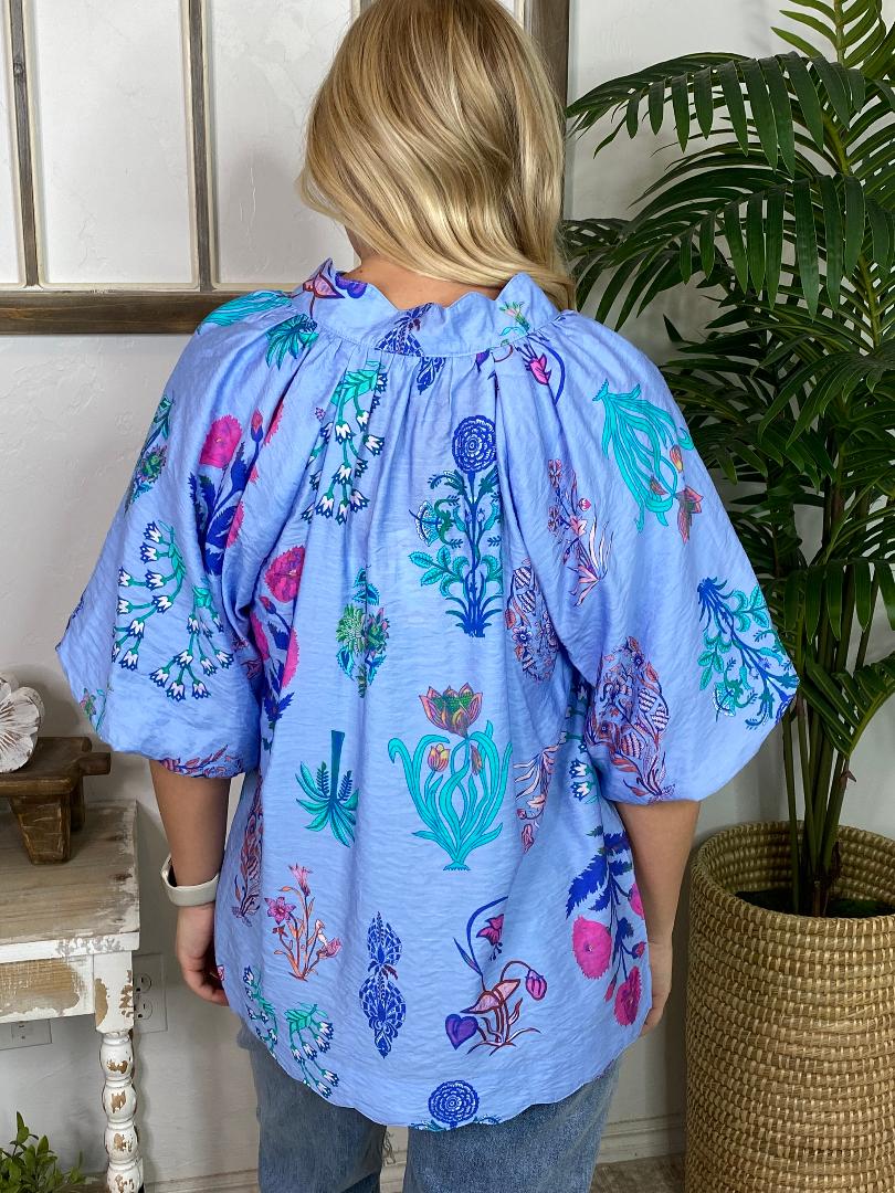 Periwinkle Mix Floral Blouse S-2XL
