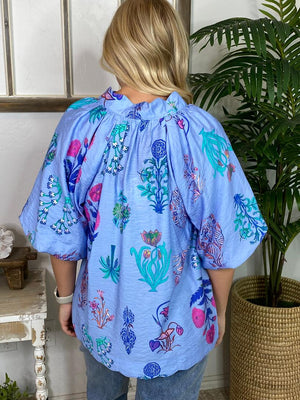 Periwinkle Mix Floral Blouse S-2XL