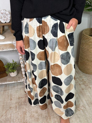 Black and Brown Mix Large Polka Dot Wide Leg Pants