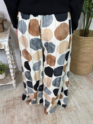 Black and Brown Mix Large Polka Dot Wide Leg Pants