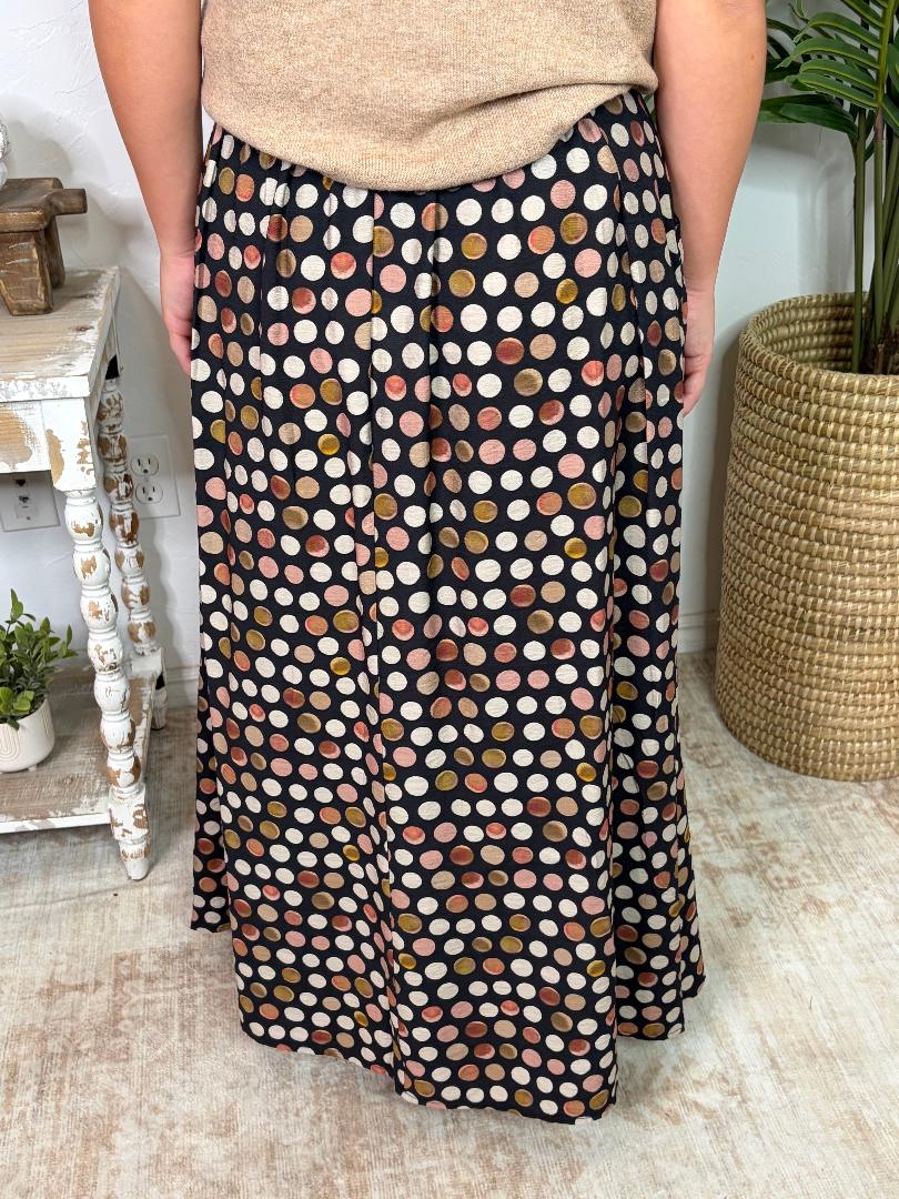 Black Multi Dot Skirt with Pockets
