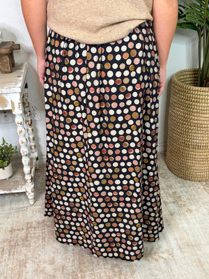 Black Multi Dot Skirt with Pockets
