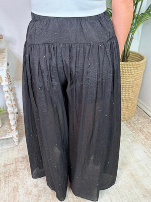 Black Wide Leg Pants with Metallic Sparkles