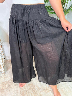 Black Wide Leg Pants with Metallic Sparkles