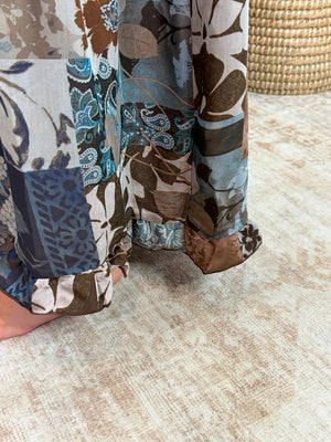Slate Patchwork Floral Skirt