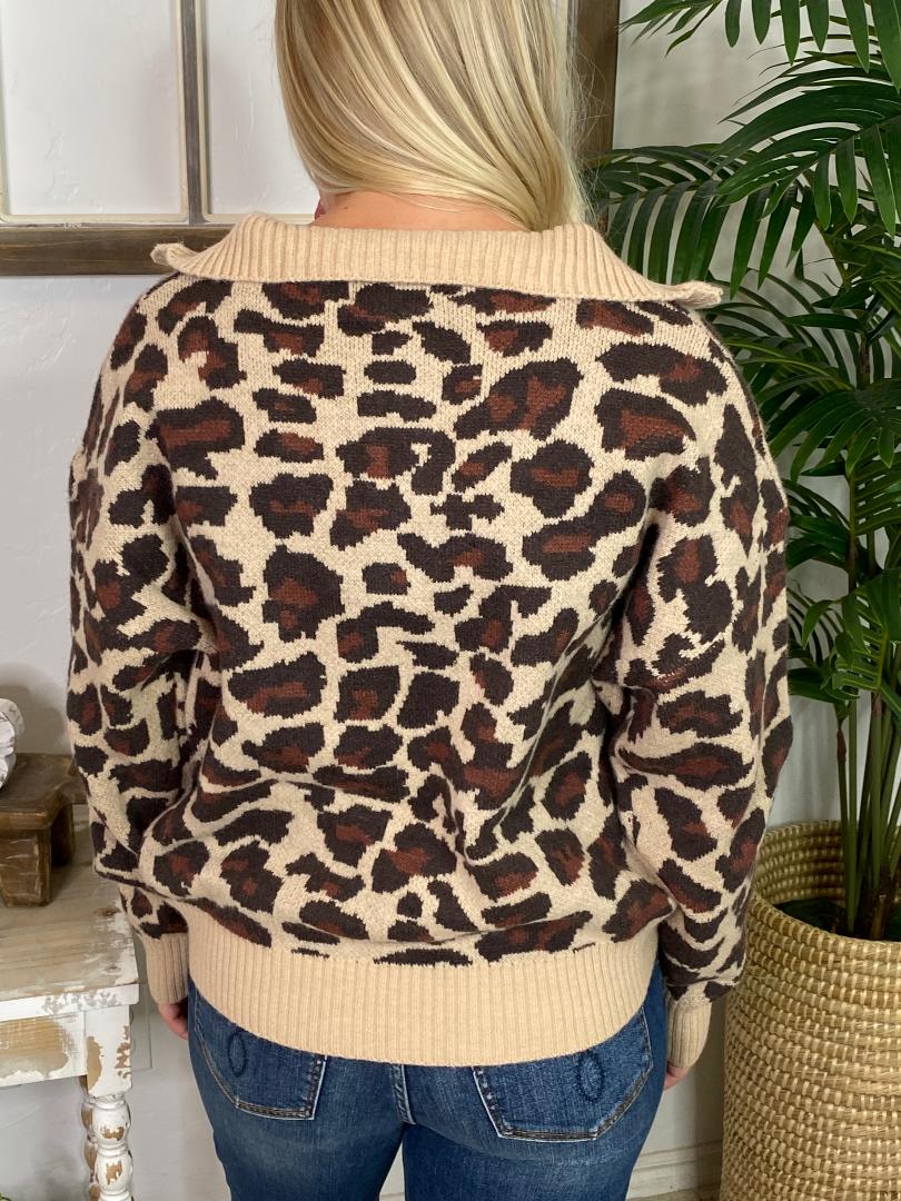Leopard 1/4 Zip Sweater
