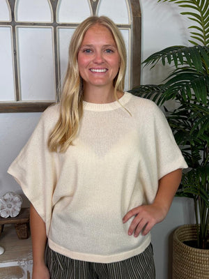 Cream Lightweight Oversized Sweater Top