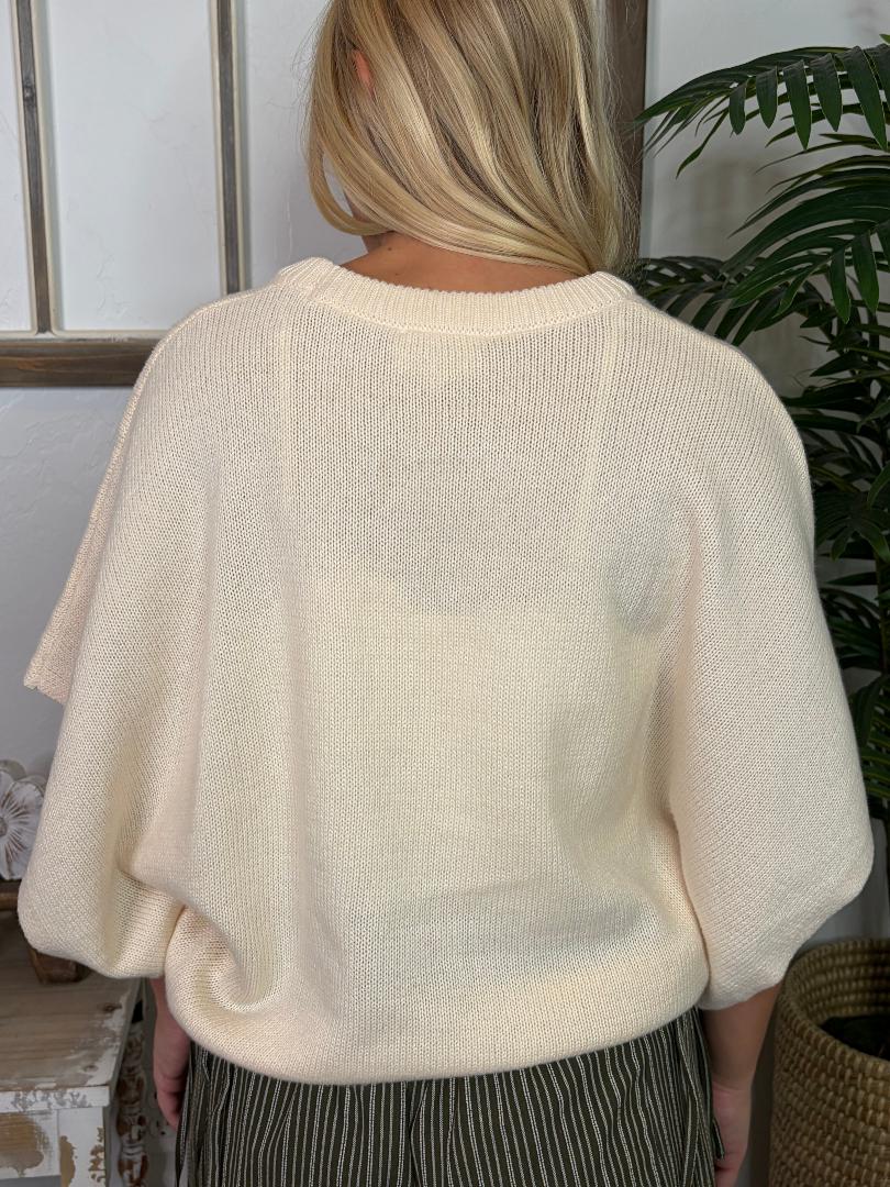 Cream Lightweight Oversized Sweater Top