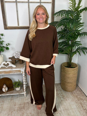 Sage or Brown + Cream Trim Luxeknit Super Soft Set