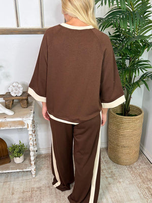 Sage or Brown + Cream Trim Luxeknit Super Soft Set