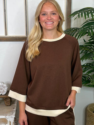 Sage or Brown + Cream Trim Luxeknit Super Soft Set