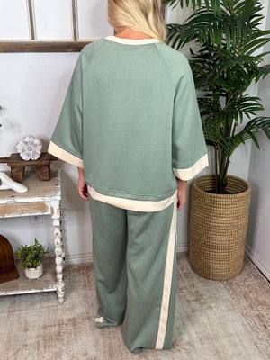 Sage or Brown + Cream Trim Luxeknit Super Soft Set