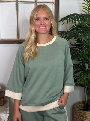 Sage or Brown + Cream Trim Luxeknit Super Soft Set