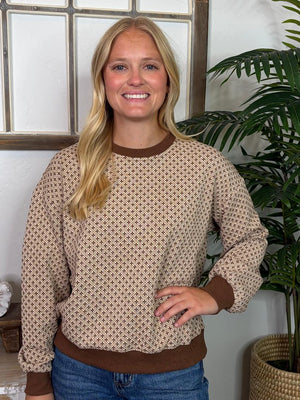 Brown Jacquard Top