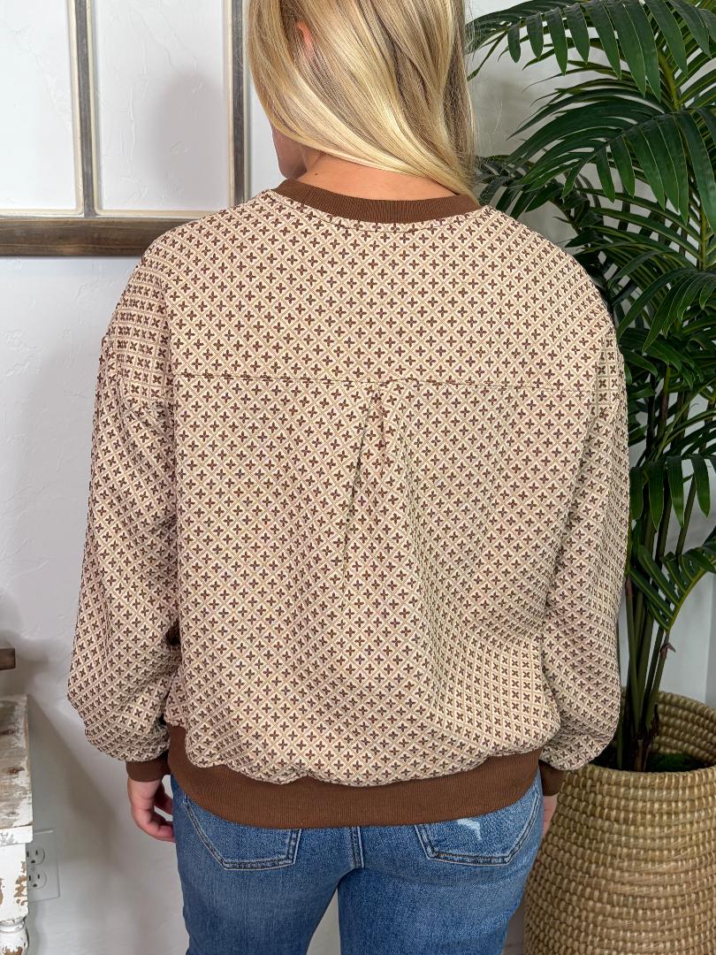 Brown Jacquard Top