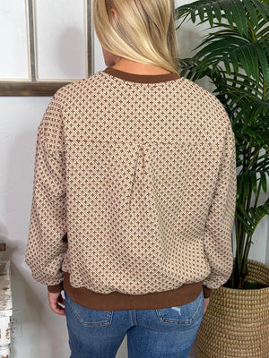 Brown Jacquard Top