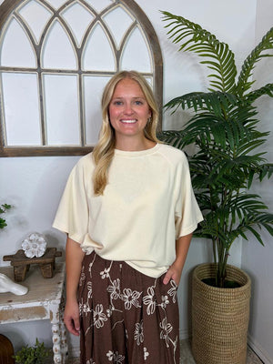 Cream Luxeknit Raglan Sleeve Top
