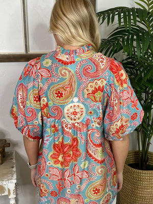 Light Blue Mix Boho Floral Top