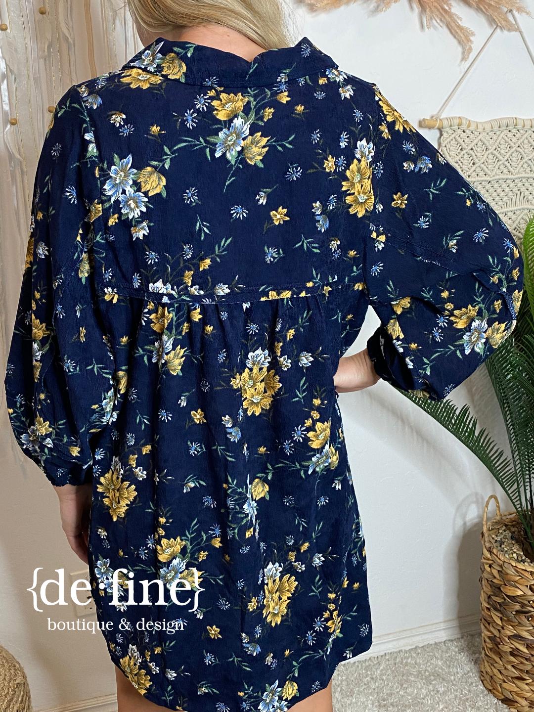 Navy and yellow floral dress hotsell