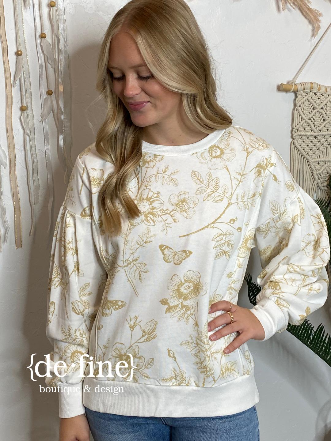 Mocha and White Toile Sweatshirt in Regular & Curvy