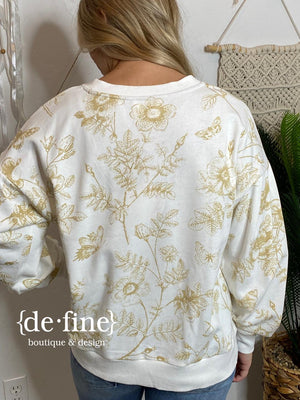 Mocha and White Toile Sweatshirt in Regular & Curvy