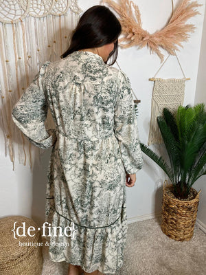 Forest Green Toile Maxi Dress in Regular & Curvy